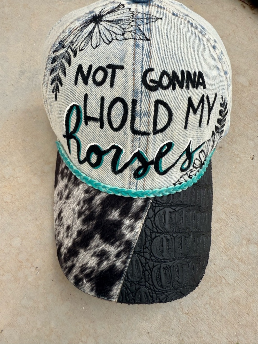 Denim not gonna hold my horses ball cap floral ball cap trucker hat SnapBack